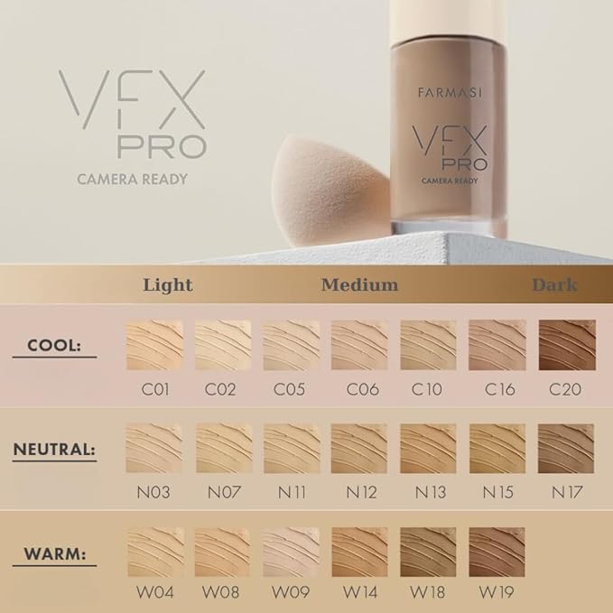FARMASi Vfx Pro Foundation, Full Coverage Liquid Cream, Medium 06 30 ml