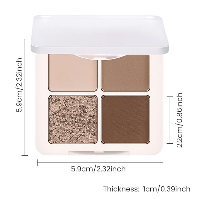 4 Colors Matte Shimmer Eyeshadow Makeup Palette,Champagne Nude Light Dark Brown Highly Pigmented Natural Neutral Eye Shadow Palette,Long Lasting Waterproof Naturing-Looking Women Girls Eye Shadow