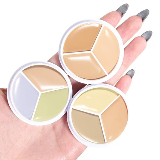 Kaely 3Pcs Tri Color Concealer Pot,Color Correcting Concealer de ojeras,01+02+03