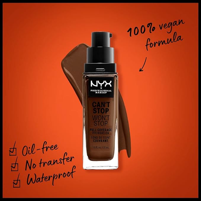 NYX PROFESSIONAL MAKEUP Can't Stop Won't Stop Foundation, Deep Walnut