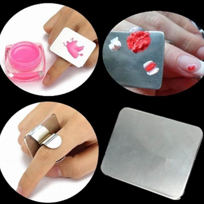 Alipis 2Pcs Nail Art Palette Ring, Stainless Steel