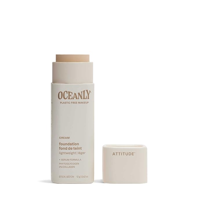 ATTITUDE Oceanly Light Coverage Foundation Stick, Titanium Dioxide-Free, 0.42 Ounces