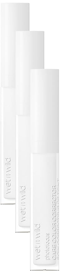 wet n wild Photo Focus Care Color Corrector, Niacinamide-Infused, Seamlessly Buildable for All Skin Types, Lightweight Formula for Flawless Correction, Vegan & Cruelty-Free - White (Pack of 3)