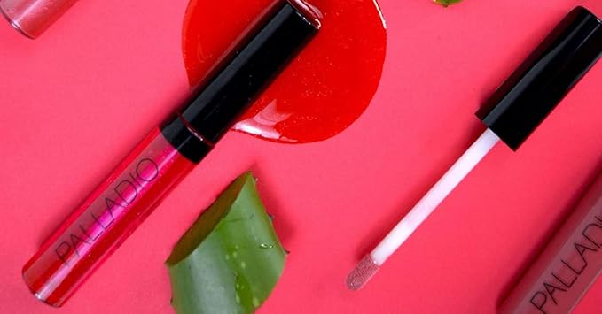 Palladio Lip Gloss, Pure Natural, Non-Sticky Lip Gloss, Contains Vitamin E and Aloe, Offers Intense Color and Moisturization, Minimizes Lip Wrinkles, Softens Lips with Beautiful Shiny Finish