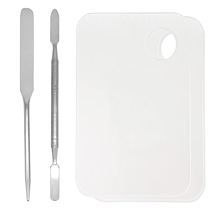 Stainless Steel Foundation Spatula with Makeup Mixing Palette,