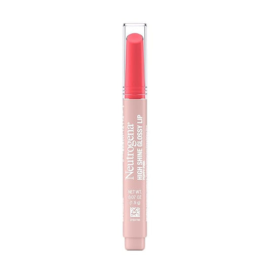 Neutrogena High Shine Glossy Lip with Maracuja Oil + Vitamins & Antioxidant Vitamin E, Nourishing Glossy Lip, Non-Retractable, Pigmented For Buildable Color, Poppy Pink, 0.07 oz