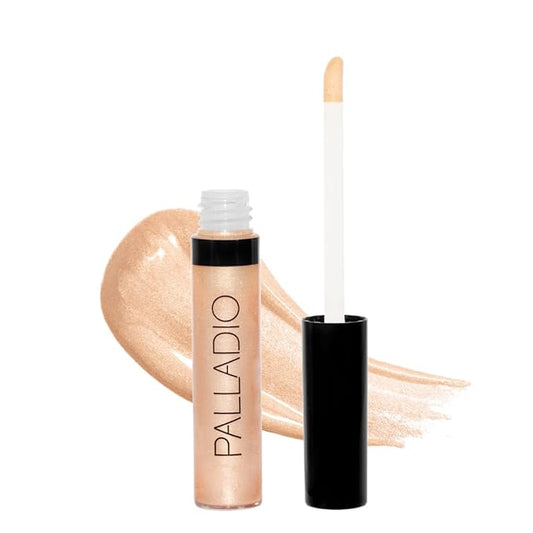 Palladio Lip Gloss, Non-Sticky Lip Gloss, Contains Vitamin E and Aloe, Offers Intense Color and Moisturization, Minimizes Lip Wrinkles, Softens Lips with Beautiful Shiny Finish, Champagne