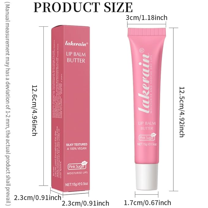 Tinted Lip Butter Balm - Tinted Moisture Gel Lip Gloss | Hydrating Glow Tinted Lip Care | Tinted Lip Stain (Pink sugar, 06)