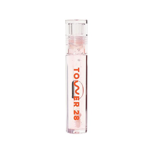 Tower 28 ShineOn Lip Jelly, CHILL, Non-Sticky, Hydrating Vegan Lip Gloss in Clear, Moisturizing Apricot and Raspberry Seed Oil, Clean, Cruelty Free