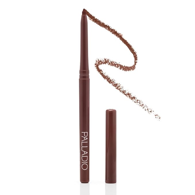 Palladio Retractable Waterproof Lip Liner High Pigmented and Creamy Color Slim Twist Up Smudge Proof Formula with Long Lasting All Day Wear No Sharpener Required, Coffee