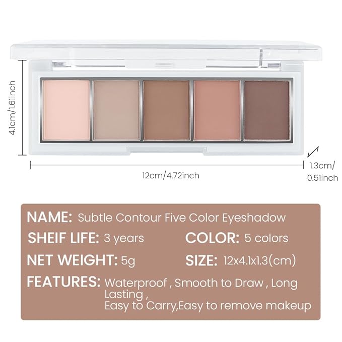 evpct 5Colors Matte Nude Eye Shadow Palette Makeup for Older Women, Nude Pink Brown Taupe Neutral Matte Smokey Cream Mini Eyeshadow Palette for Blue Green Eyes, Contour Makeup Palettes sombras de ojos