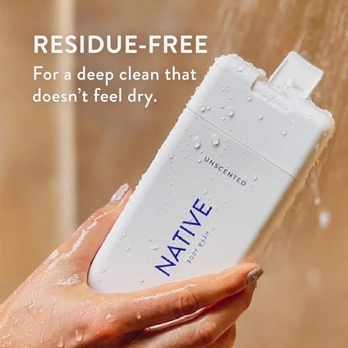 Native Body Wash for Men & Women, Seasonal | Sulfate, Paraben, and Dye Free, with Naturally Derived Clean Ingredients Leaving Skin Soft and Hydrating, Unscented 18 oz - 2 Pk
