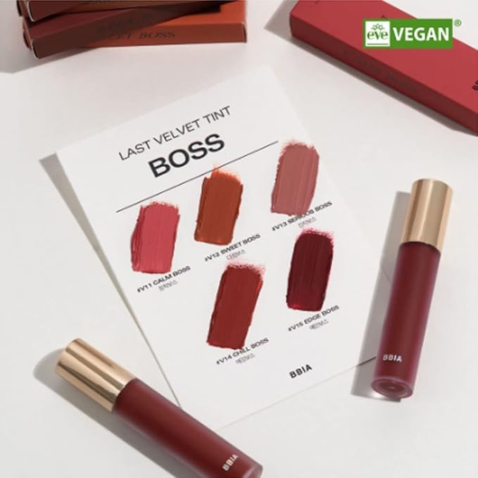 BBIA Last Velvet Tint - Soft & Creamy Matte Finish Lip Stain, Blur Effect with Velvety Texture, Long-Lasting, High Pigment, Lightweight, Non-Drying, Vegan, Korean Lip Makeup (V13 SERIOUS BOSS)