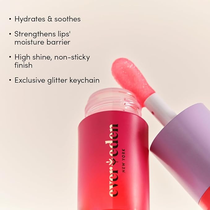 Evereden Kids Tinted Lip Gloss: Sheer Red - Non Toxic, Vegan Clean Makeup for Kids - Soothing & Hydrating Lip Gloss with Cherry, Peach, & Cranberry Oils