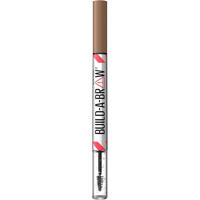 Maybelline Build-A-Brow 2-in-1 Brow Pen and Sealing Eyebrow Gel, Eyebrow Makeup for Real-Looking, Fuller Brows, Soft Brown, 1 Count