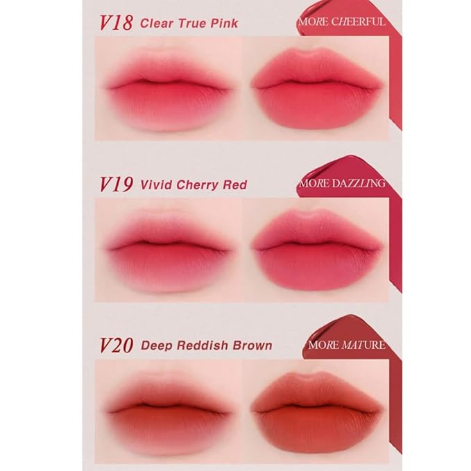 BBIA Last Velvet Tint - Soft & Creamy Matte Finish Lip Stain, Blur Effect with Velvety Texture, Long-Lasting, High Pigment, Lightweight, Non-Drying, Vegan, Korean Lip Makeup (V18 MORE CHEERFUL)