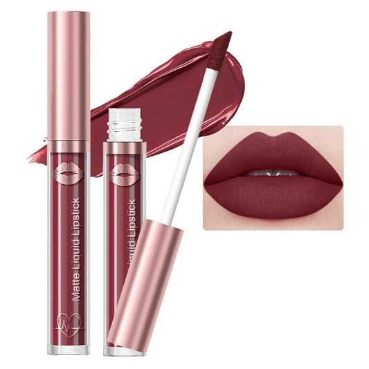 Matte Liquid Lipstick,Dark Red Liquid Lip Stains, Long Lasting Waterproof Lip Gloss Makeup, Velvet Non-Stick Cup Lips Stain X-06#