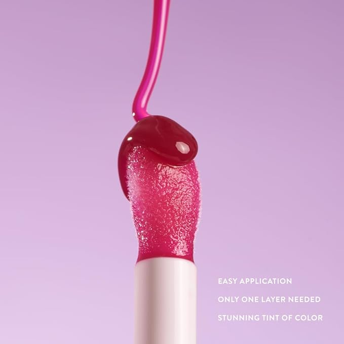 Dreamy Gleamy Tinted Lip Oil, Moisturizing, Shiny, Cruelty-Free, Vegan, Hydrating, Non-Sticky Tinted Lip Gloss, 5ml (Berry Cute)