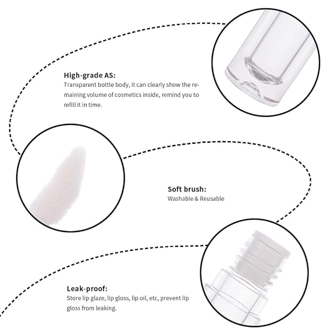 YITOU 12PCS Lip Glaze Bottle Empty 5ml, Transparent Glaze