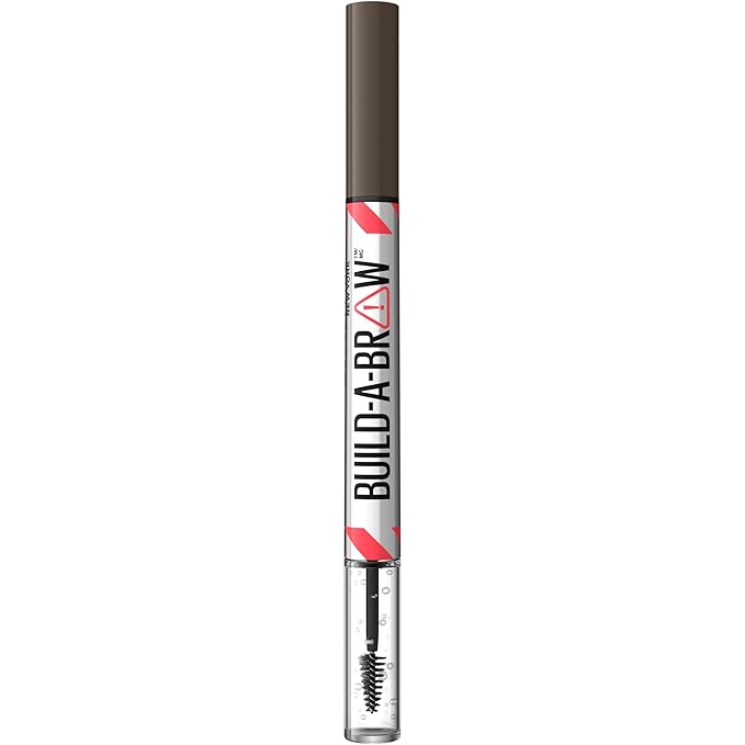 Maybelline Build-A-Brow 2-in-1 Brow Pen and Sealing Eyebrow Gel, Eyebrow Makeup for Real-Looking, Fuller Brows, Black Brown, 1 Count