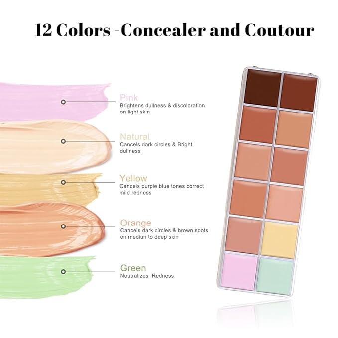 VERONNI Cream Concealer Palette, 12 Colors Makeup Contour