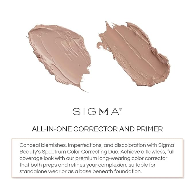 Sigma Beauty Spectrum Color-Correcting Duo – Color Correcting Cream for Concealing and Priming Skin, 2in1 Makeup Set with Buildable, Customizable Shades for all Skin Types (Light to Medium)