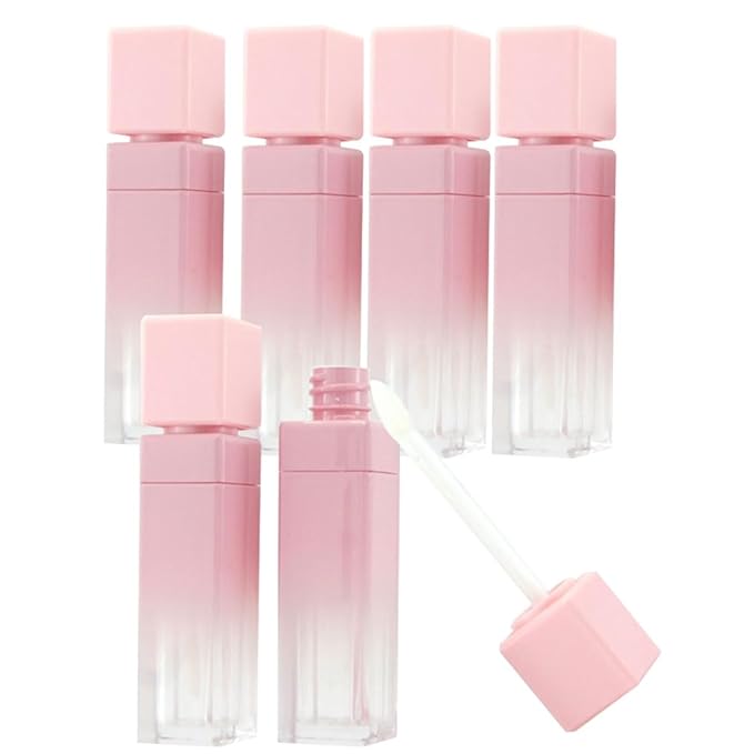 FZBNSRKO 6Pcs Gradient Pink Lip Gloss Tube Vial Empty Refillable Lipstick,Lip Gloss DIY Makeup Lipstick Tube Feminine Products,8ml