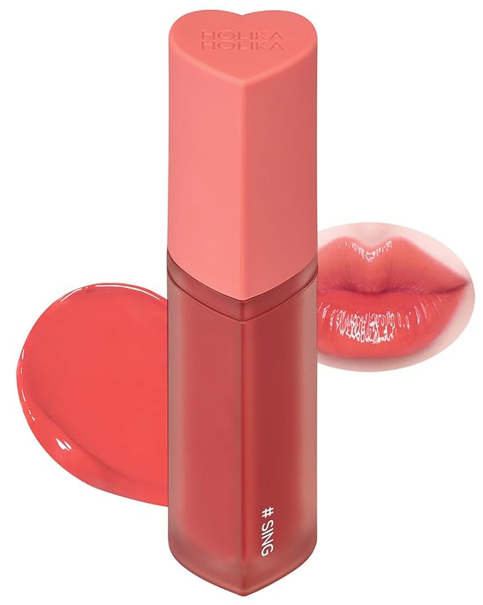 HOLIKA HOLIKA Heart Crush Glow Lip Tint Air – Korean Lip Tint with High Shine Juicy Fruit Jam Colors Lip Stain – Hydrolyzed Collagen & Vitamin C (14 SING)