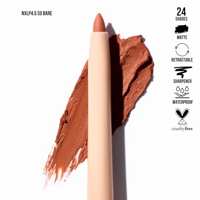 Retractable Waterproof Lip Liner with Built-in Sharpener by Beauty Creations NUDEX Collection (So Bare 4.5)