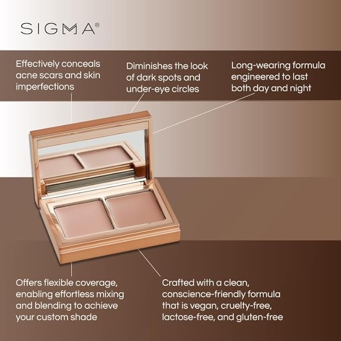 Sigma Beauty Spectrum Color-Correcting Duo – Color Correcting Cream for Concealing and Priming Skin, 2in1 Makeup Set with Buildable, Customizable Shades for all Skin Types (Light to Medium)