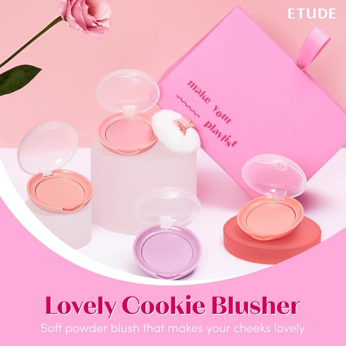 ETUDE Lovely Cookie Blusher - Lavender Lemon Macaron 4g | Glowing & Natural Powder Blush with Long-Lasting Sebum Control | Easy Application | Korean Makeup, Kbeauty, Perfect for Gift