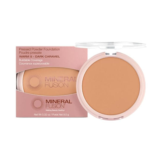 Mineral Fusion Pressed Powder Foundation, Warm 5 - Hypoallergenic, Cruelty-Free, 0.32 Oz