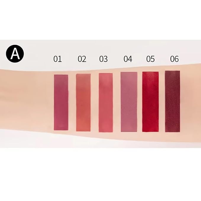 R.Y.M 6 Pcs Red Matte Liquid Stick Set, Natural, Moisturizing, Plumper Lip Gloss Set, Long Lasting for lip color, with beautiful finish(A, 0.54 Ounce (Pack of 6))