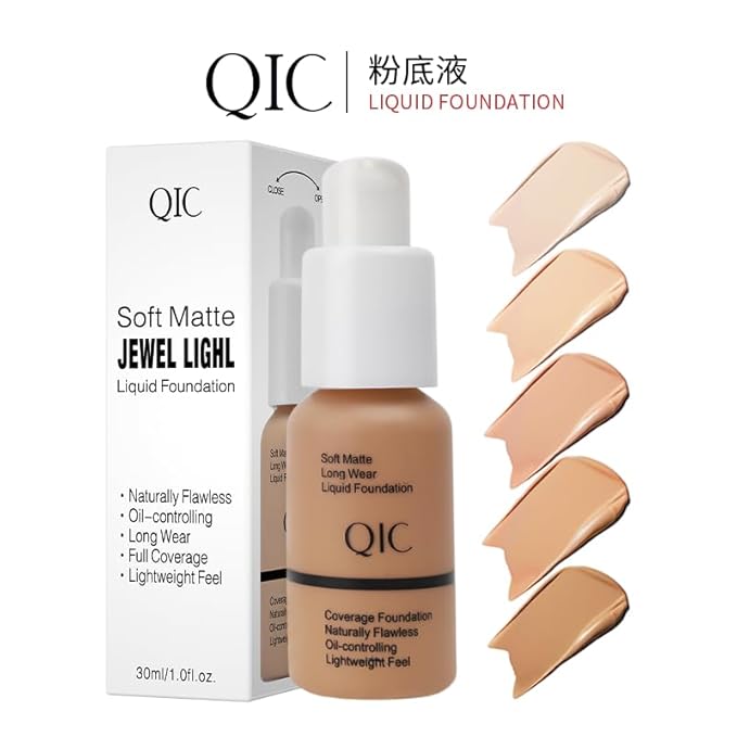 QIC Waterproof Matte Concealer BB Liquid Foundation Cream 101# Porcelain 30ml