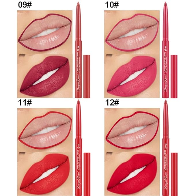 MYUANGO Lip Liner Set 12 PCS, Matte Velvet Long-Lasting Luxury Intense Lipliner, Creamy Easy to Use Richly Pigmented Lip Liner Pencil for Colorful and Defined Lips