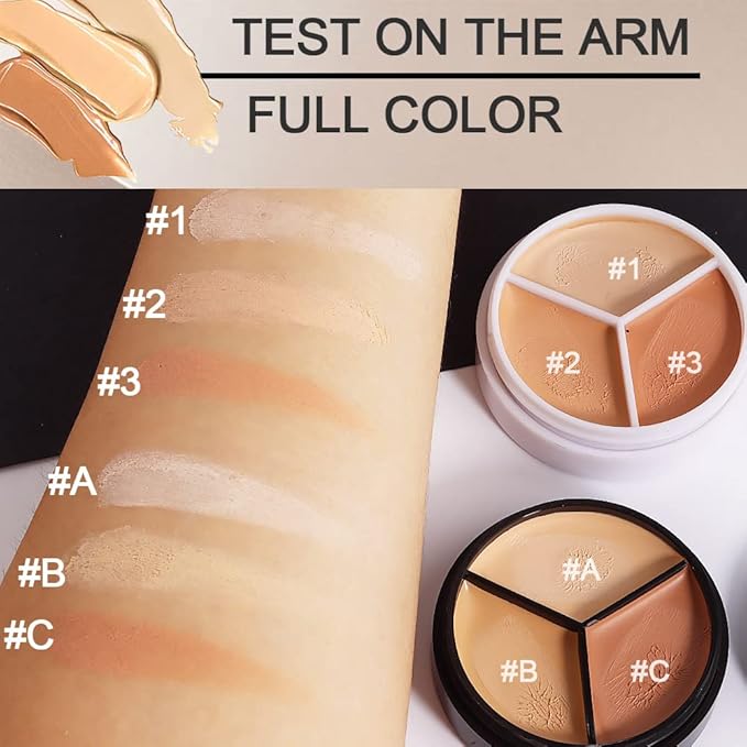 2pcs Tri-color Face Concealer Contour Palette With Brush