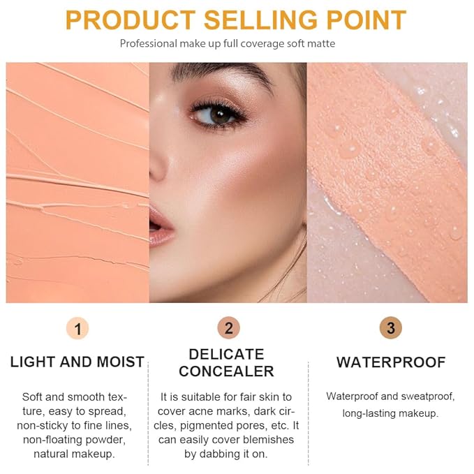 Pot Concealer with Makeup Brush Set,Tattoo Color Correcting (05-MEDIUM HONEY)