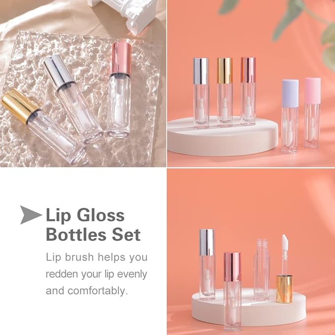 YITOU 12PCS Lip Glaze Bottle Empty 5ml, Transparent Glaze