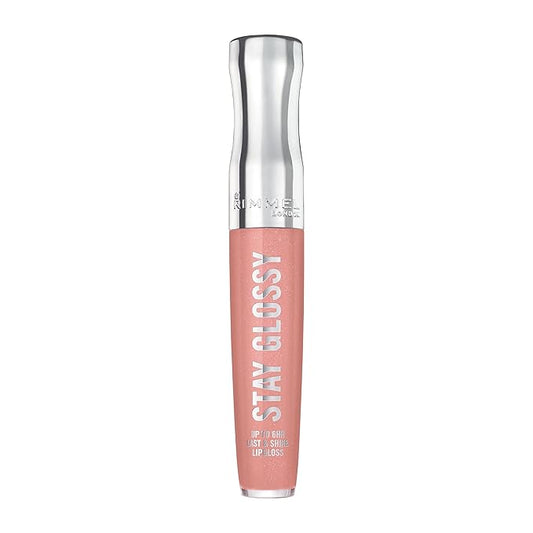 Rimmel London Stay Glossy, 450 Pink About It, Lip Gloss, Non-Sticky, Color and Shine, Up To 6-Hour Wear, Precise Applicator, 0.18oz