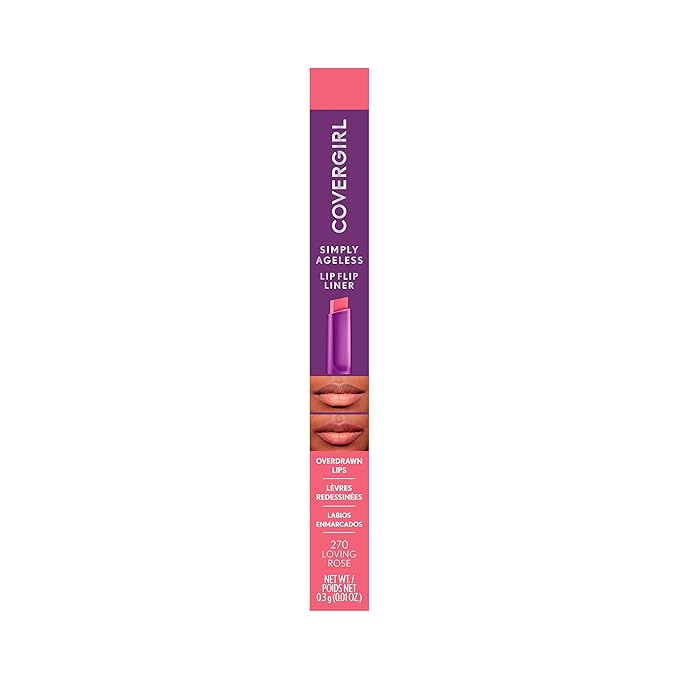 COVERGIRL Simply Ageless Lip Flip Liner, Loving Rose, Pack of 2