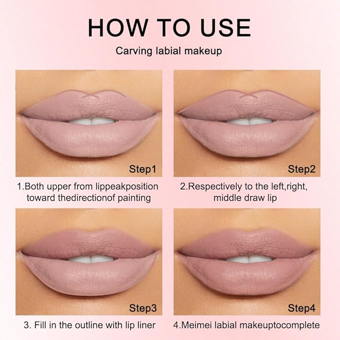 2 Pcs Natural Nude Brown Beige Colors Lip Liner Lipstick Pencils Set for Daily Makeup,Easy to Apply & Remove,Waterproof