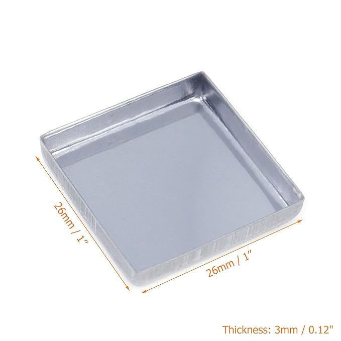 Pack of 30 Empty Square Metal Pans 26mm
