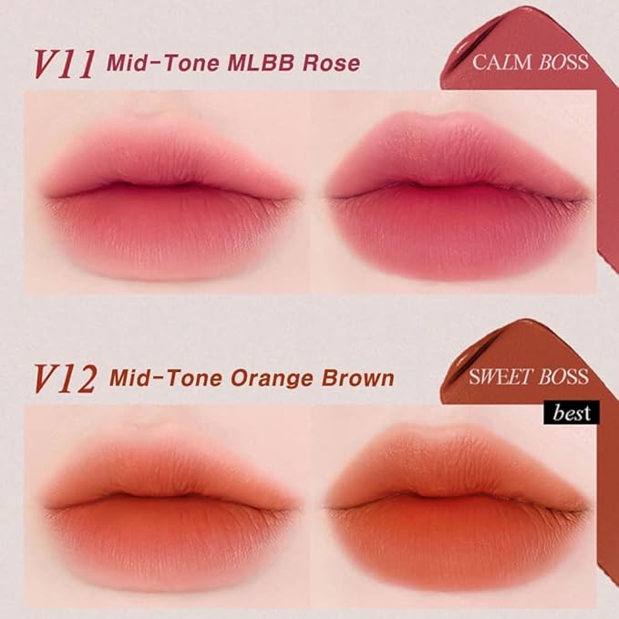 BBIA Last Velvet Tint - Soft & Creamy Matte Finish Lip Stain, Blur Effect with Velvety Texture, Long-Lasting, High Pigment, Lightweight, Non-Drying, Vegan, Korean Lip Makeup (V11 CALM BOSS)