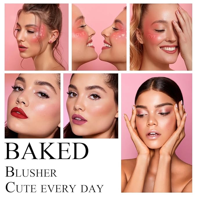 Baked Blush Powder, Natural Glow Blush Palette, Contour Makeup #02