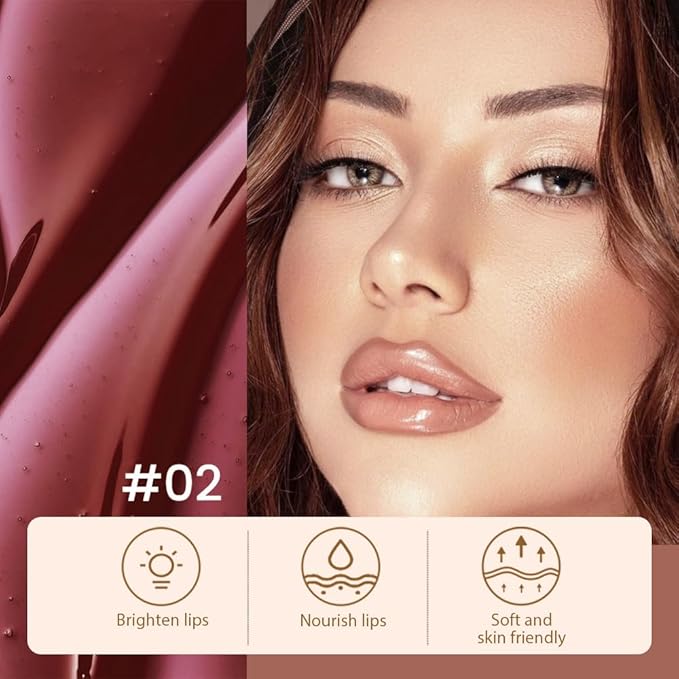 2 Pcs Matte Liquid Lip Stain Peel Off Lip Liner, Long Lasting Lip Tattoo, Waterproof & Transfer-Proof Lip Liner Peel Off Lip Gloss for All Skin Types.#00+#02