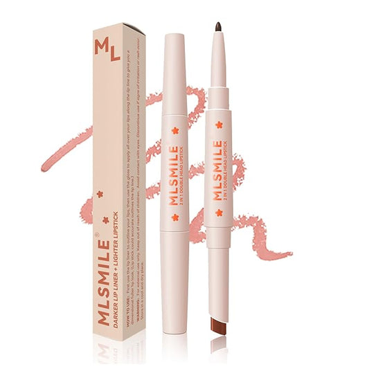 Light Pink Matte Lip Liner and Dark Lipstick Crayon Set, Velvet Long-Lasting Creamy Lip Liner Smudge-Proof Waterproof High Pigmented Lip Pencil Smooth Longwear Lip Liner For Women Makeup(#02)