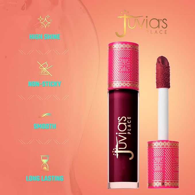 Juvia's Place Lip Gloss Reflect Maroon, Long Lasting Hydrating The Reds & Berries 0.16 oz