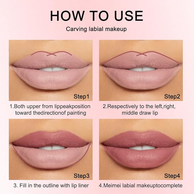 2 Pcs Natural Nude Brown Beige Colors Lip Liner Lipstick Pencils Set for Daily Makeup,Easy to Apply & Remove,Waterproof