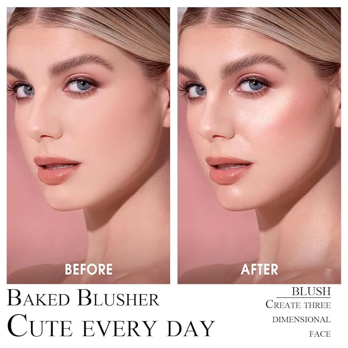 Baked Blush Powder, Natural Glow Blush Palette, Contour Makeup #02