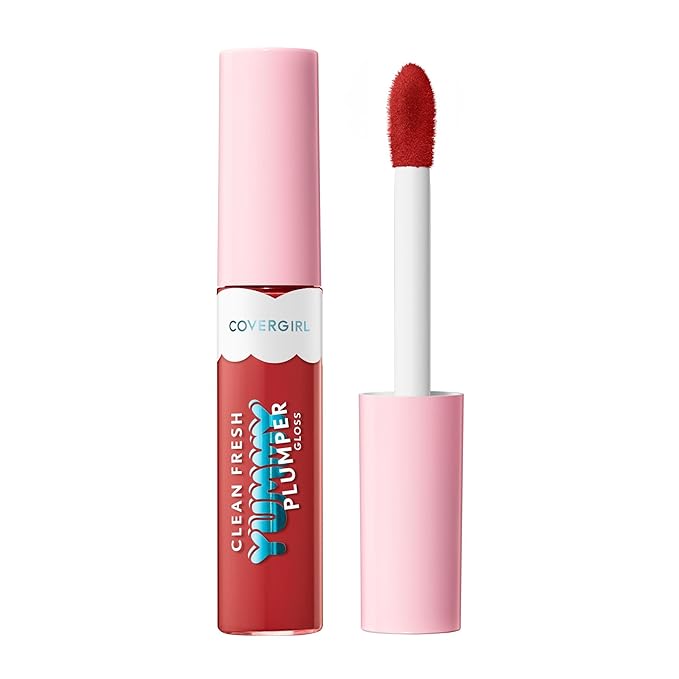 COVERGIRL Clean Fresh Yummy Plumper Lip Gloss, 920 S-Mitten With You, Shiny, Vegan Formula, Easy to Apply, Minty Flavor, 0.33oz
